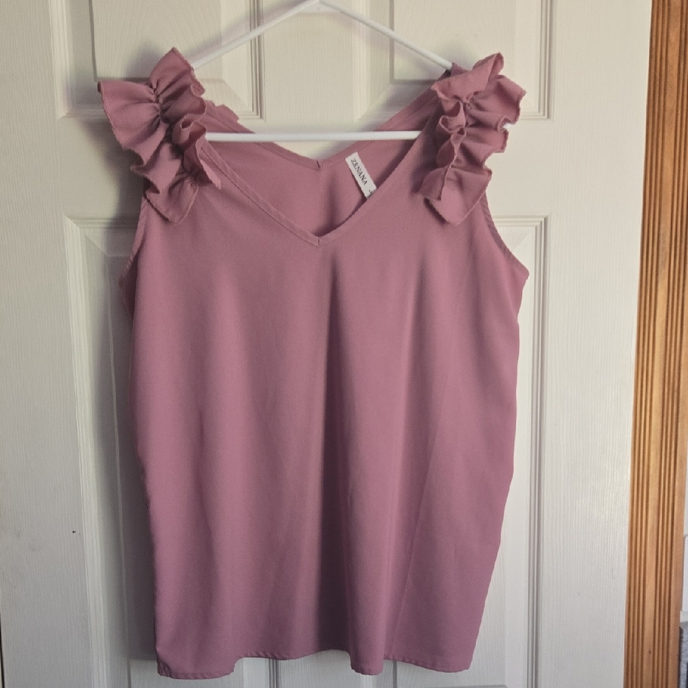 Ruffled Sleeve Pink Top By Zenana